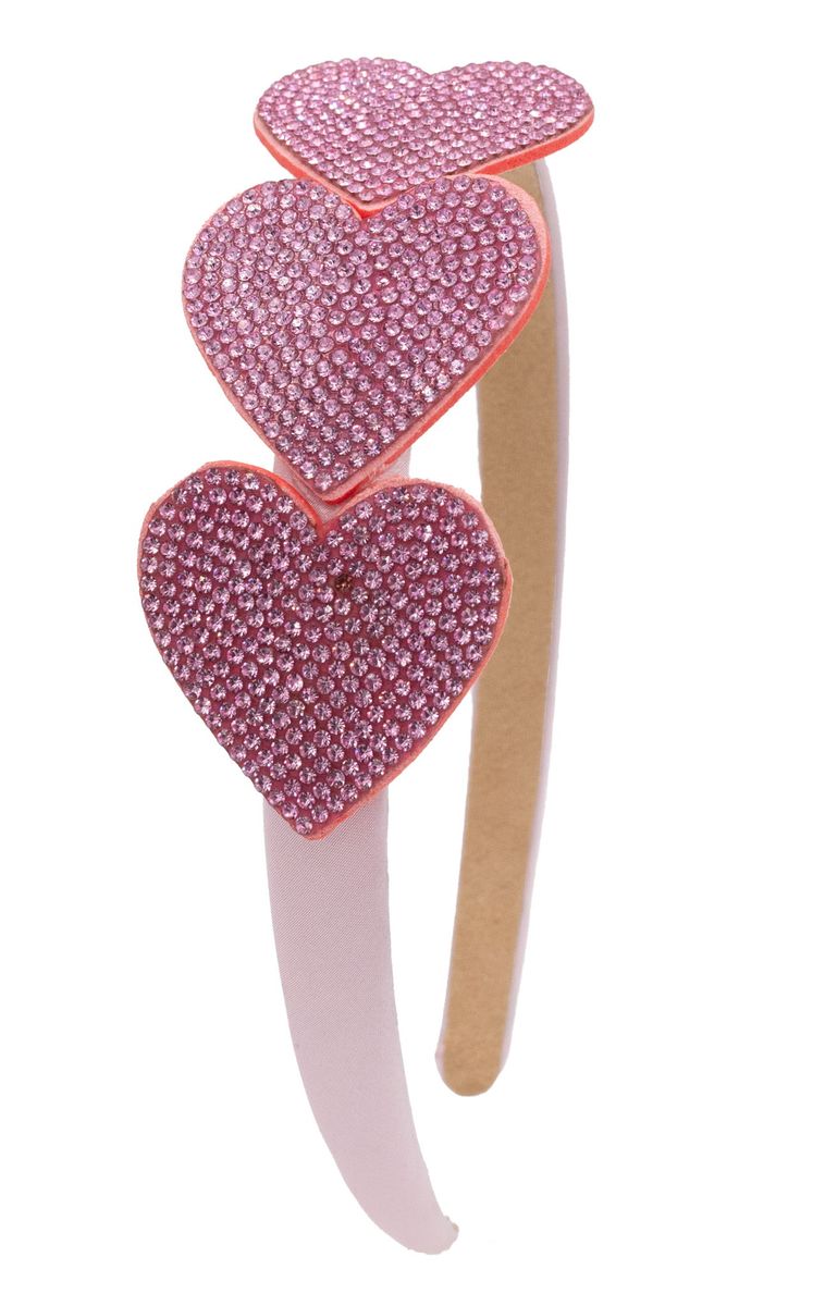 Thin Crystallized Hearts Headband - Pink