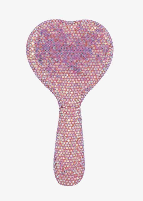 Fully Crystallized Pink Heart Shape Hair Brush