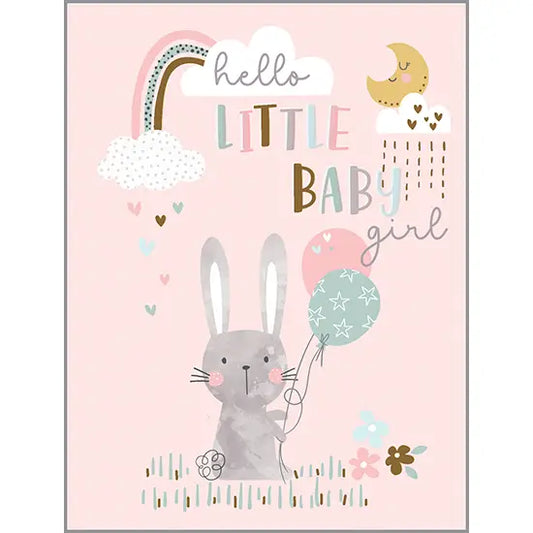 Baby Greeting Card - Bunny & Balloons
