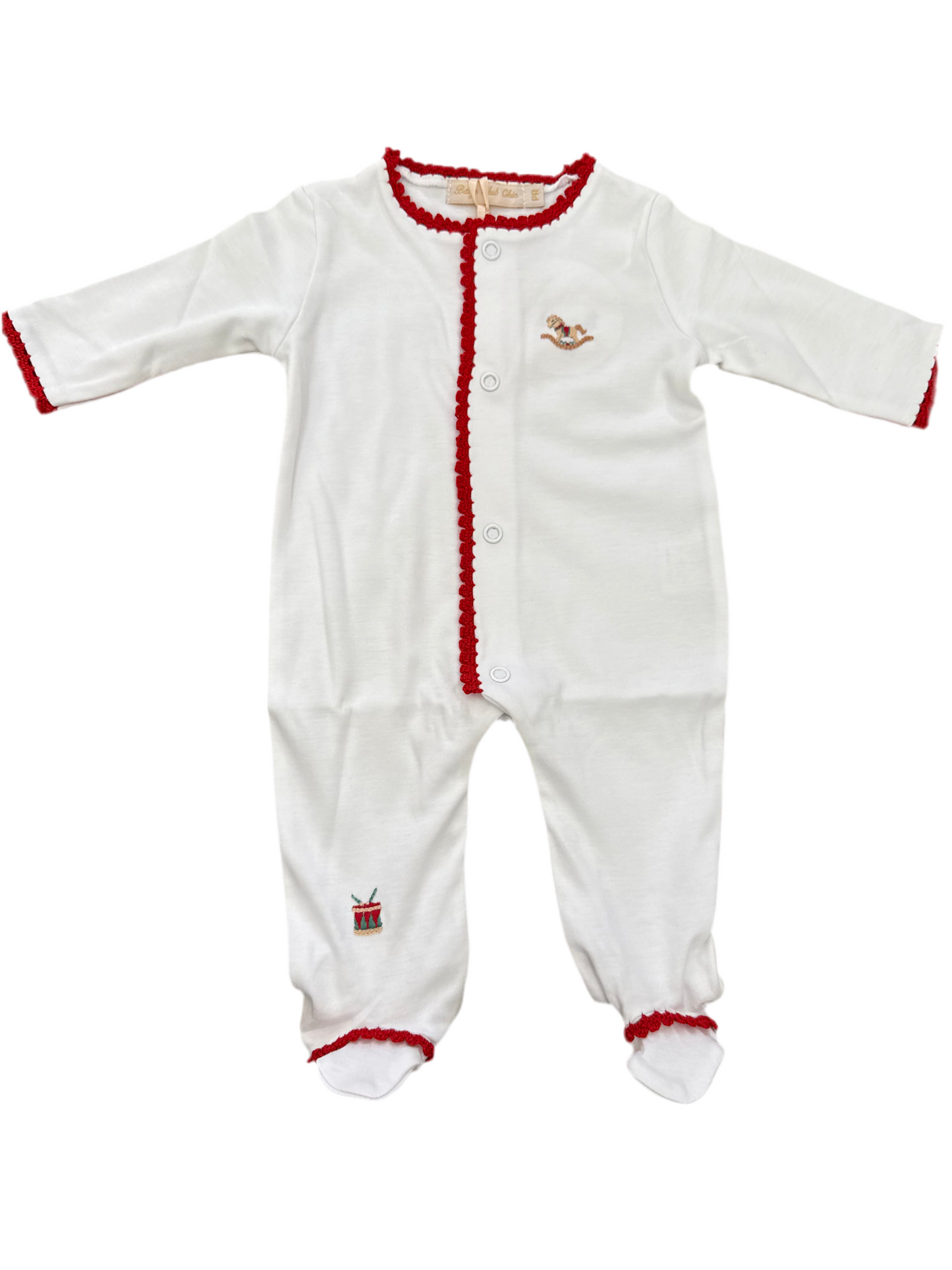 Christmas Toys Footie w/Crochet Trim