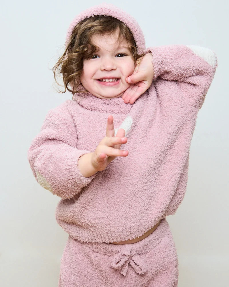 Fuzzy Heart Sweater Ash Rose Ecru