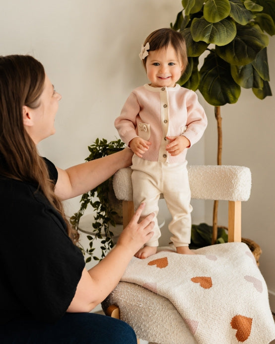 Loving Hearts - Organic Jacquard Sweater Knit Baby Blanket