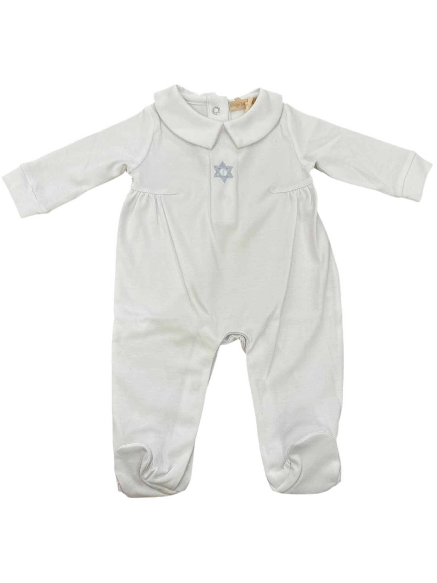 Star of David- Blue - Footie w/White Point Collar