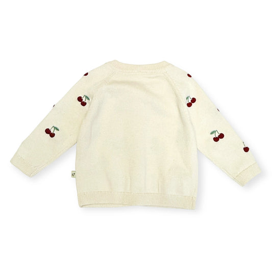 Cherry Embroidered Sweater Knit Baby Cardigan