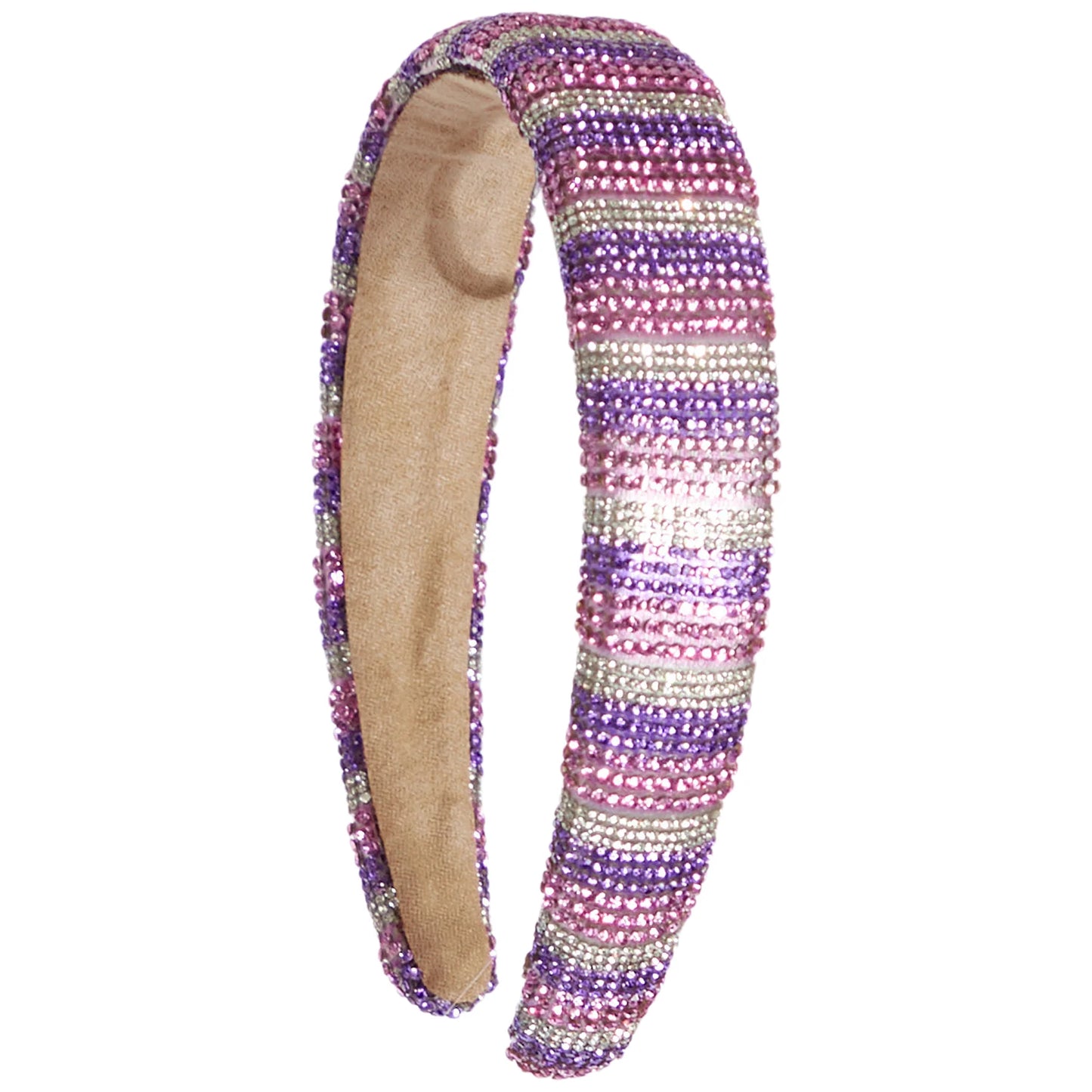 Purple And Silver Striped Fully Crystallized Headband