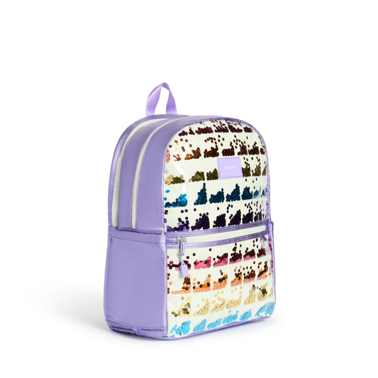 Kane Double Pocket Backpack - Lilac Quilted Sequins