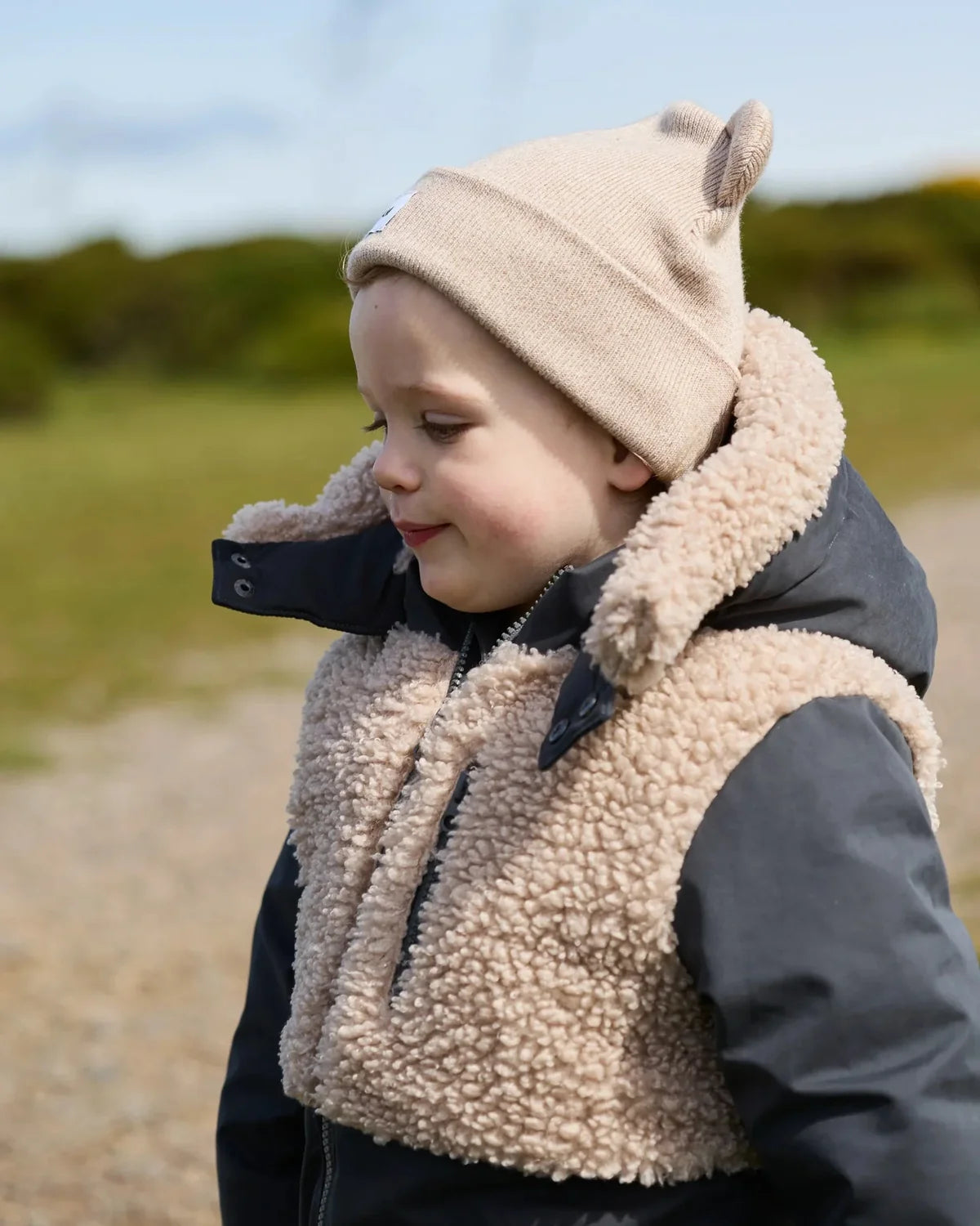 Heather Bear Beanie Almond