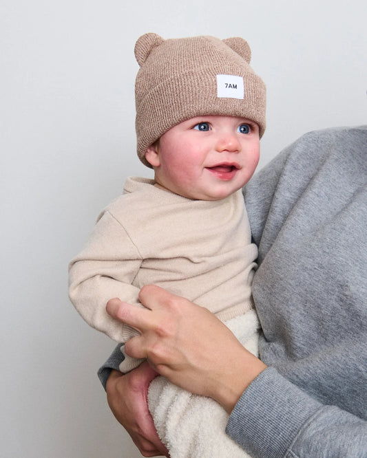 Heather Bear Beanie Ash Oak