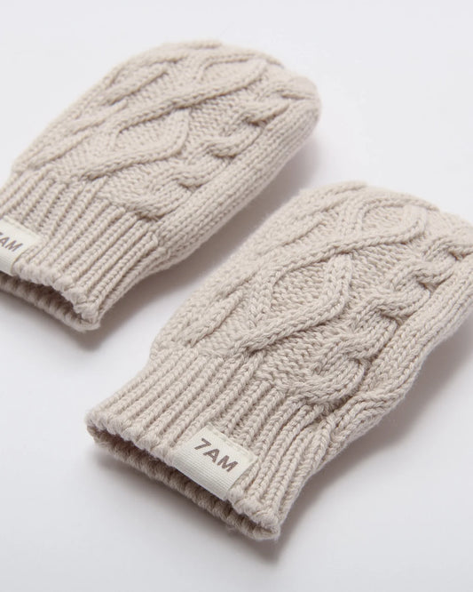 Chunky Cable Cotton Mittens Wheat