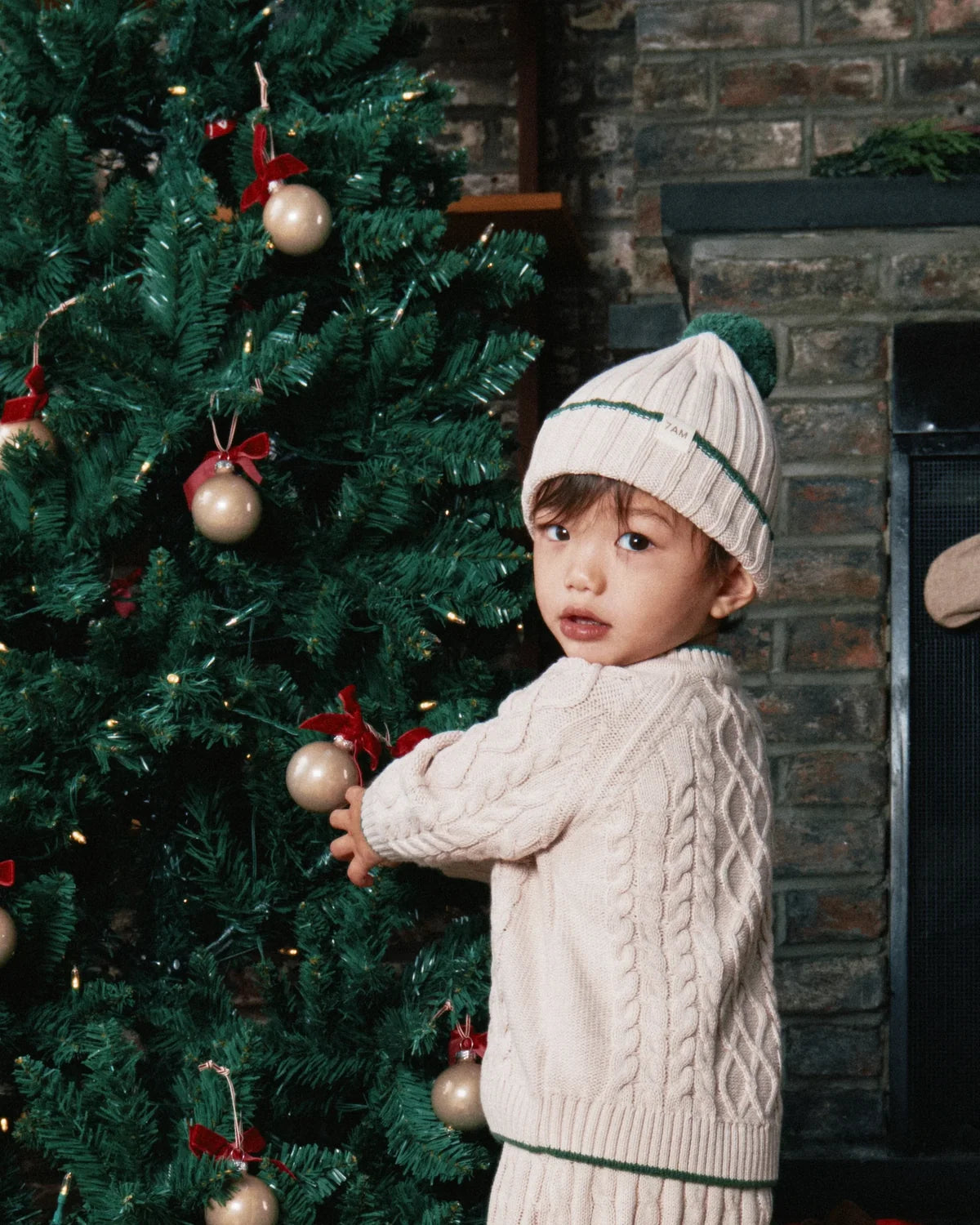 Holiday Chunky Cable Cotton Sweater Wheat Ivy