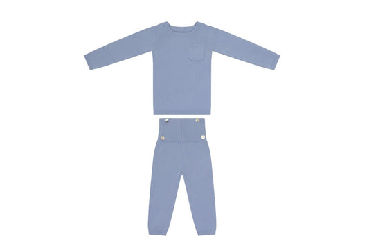Blue High Wasted Long Knit Set