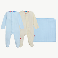 Hello Baby 3PC Gift Set - Sky Blue / Cream