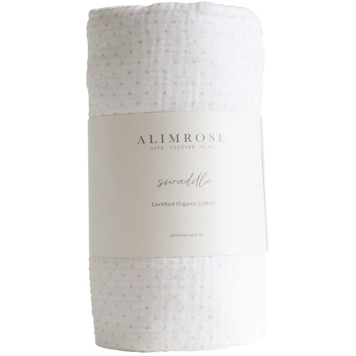 Muslin Swaddle- Pink Spot