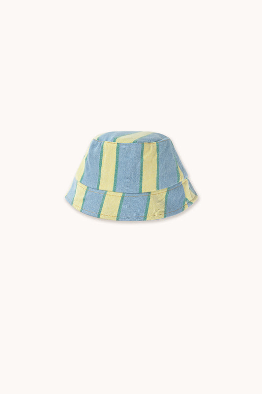 Retro Stripes Bucket Hat Light Wash Denim