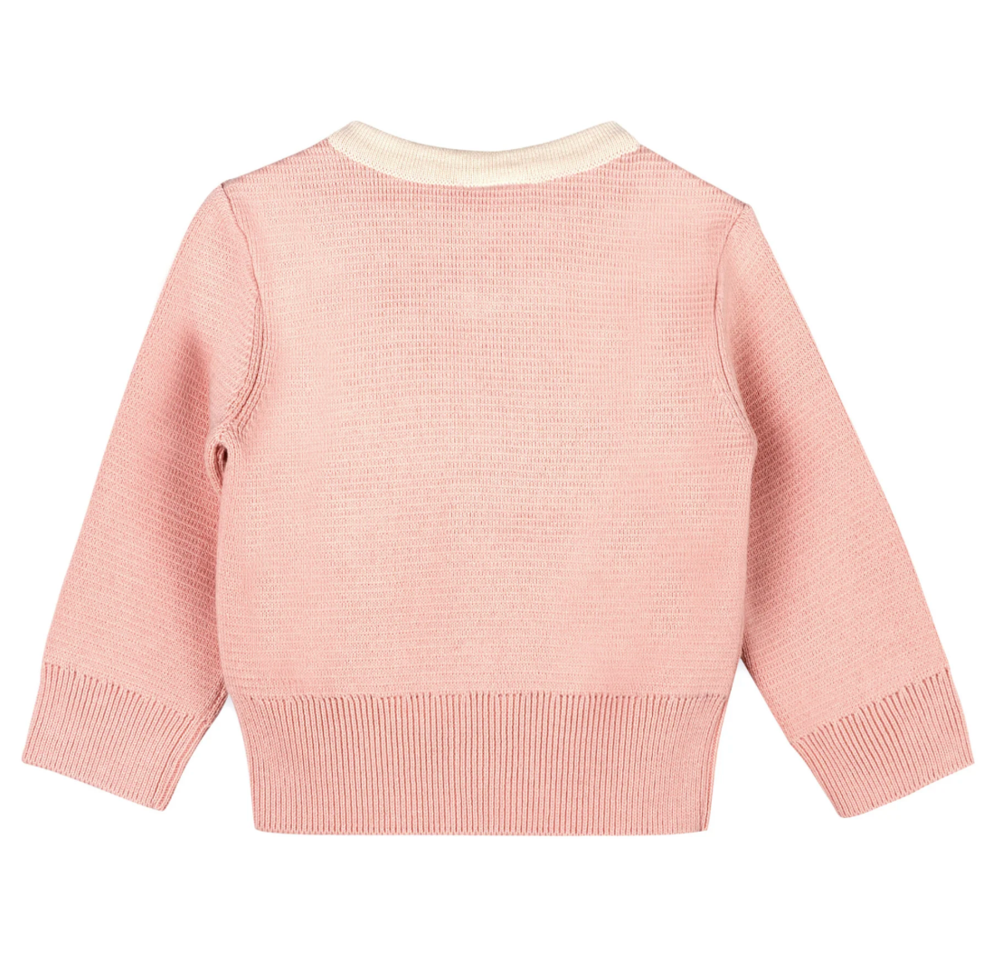 Lily Bow Pockets Sweater Knit Baby Cardigan- Rosewood Pink