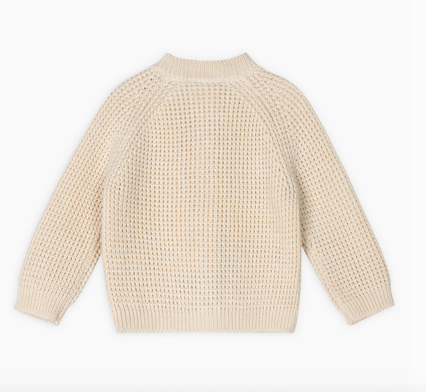 Avery Button & Pocket Chunky Sweater Knit Baby Cardigan - Natural