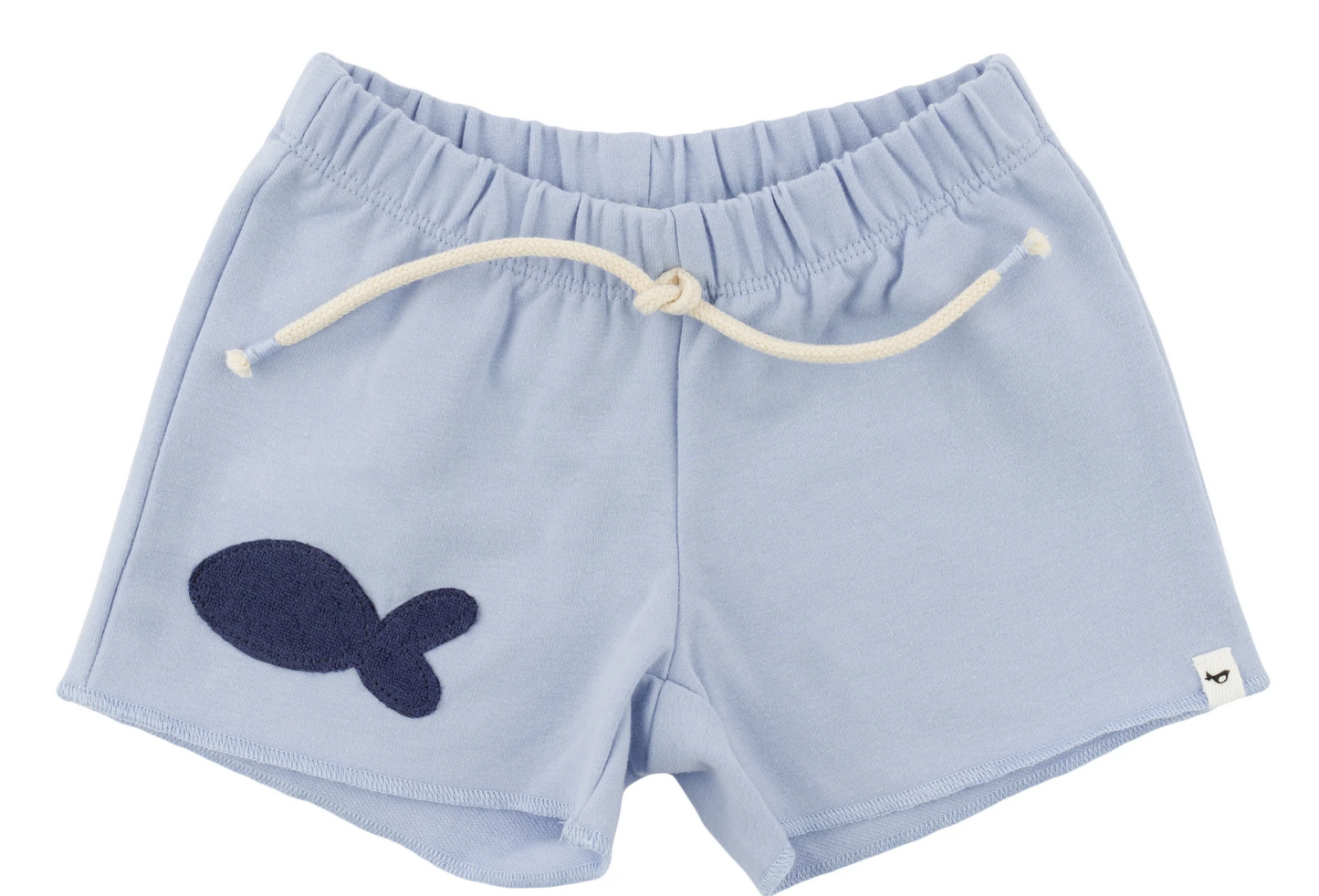 Charlie Roll-Edge Shorts - Fish Applique - Periwinkle