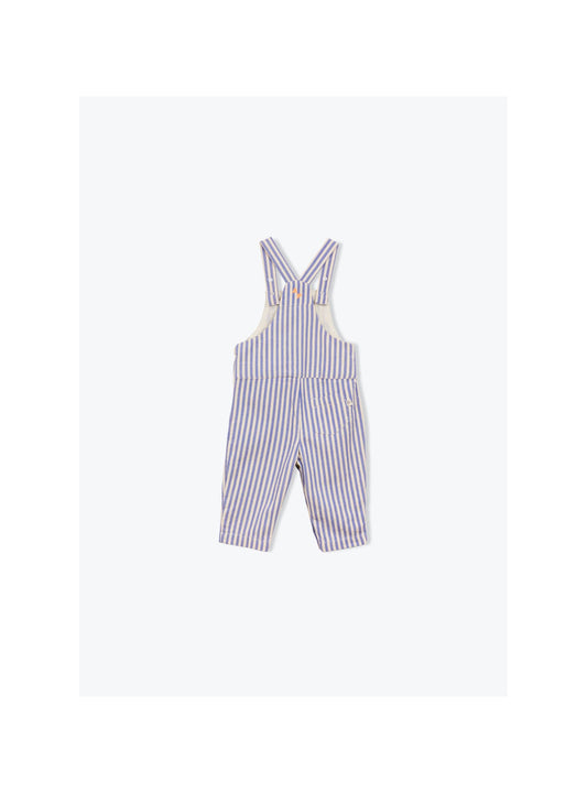 Baby Striped Overalls Cobalt