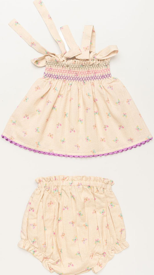 Didi Baby Smock Top And Bloomers Butterfly Print