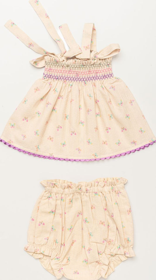 Didi Baby Smock Top And Bloomers Butterfly Print