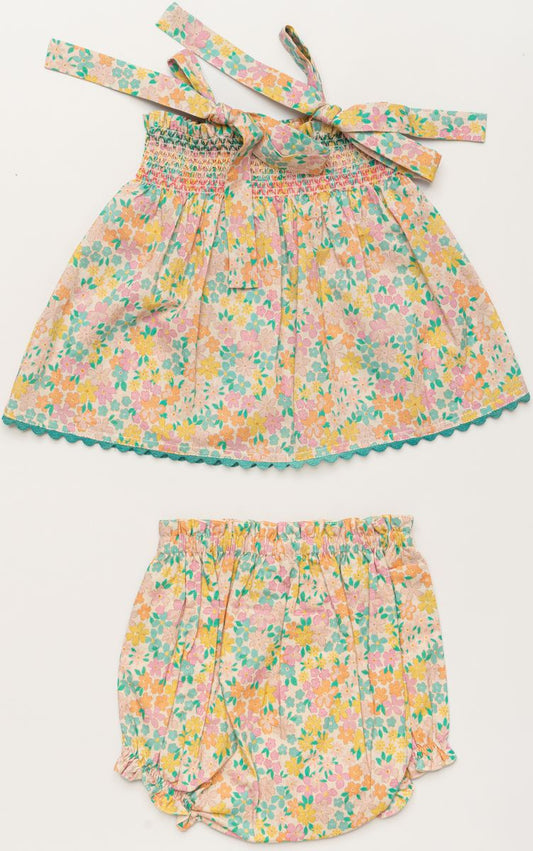 Didi Baby Smock Top And Bloomers Emma Floral Mint