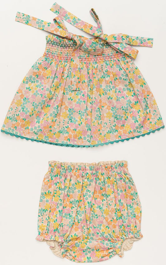 Didi Baby Smock Top And Bloomers Emma Floral Mint