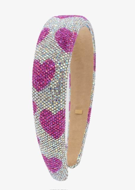 Fully Crystalized Silver With Pink Hearts Headband