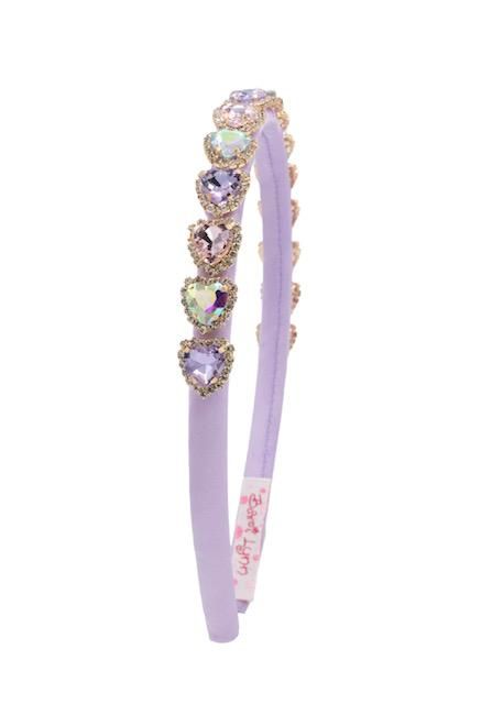 Thin Satin Heart Jeweled Headband
