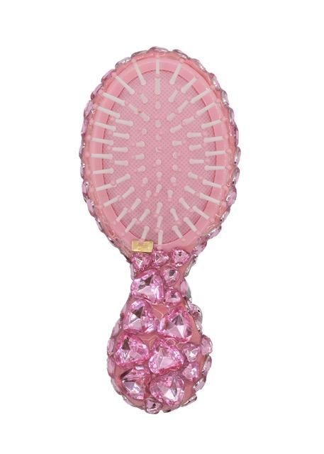 Pink Heart Jewel Hair Brush