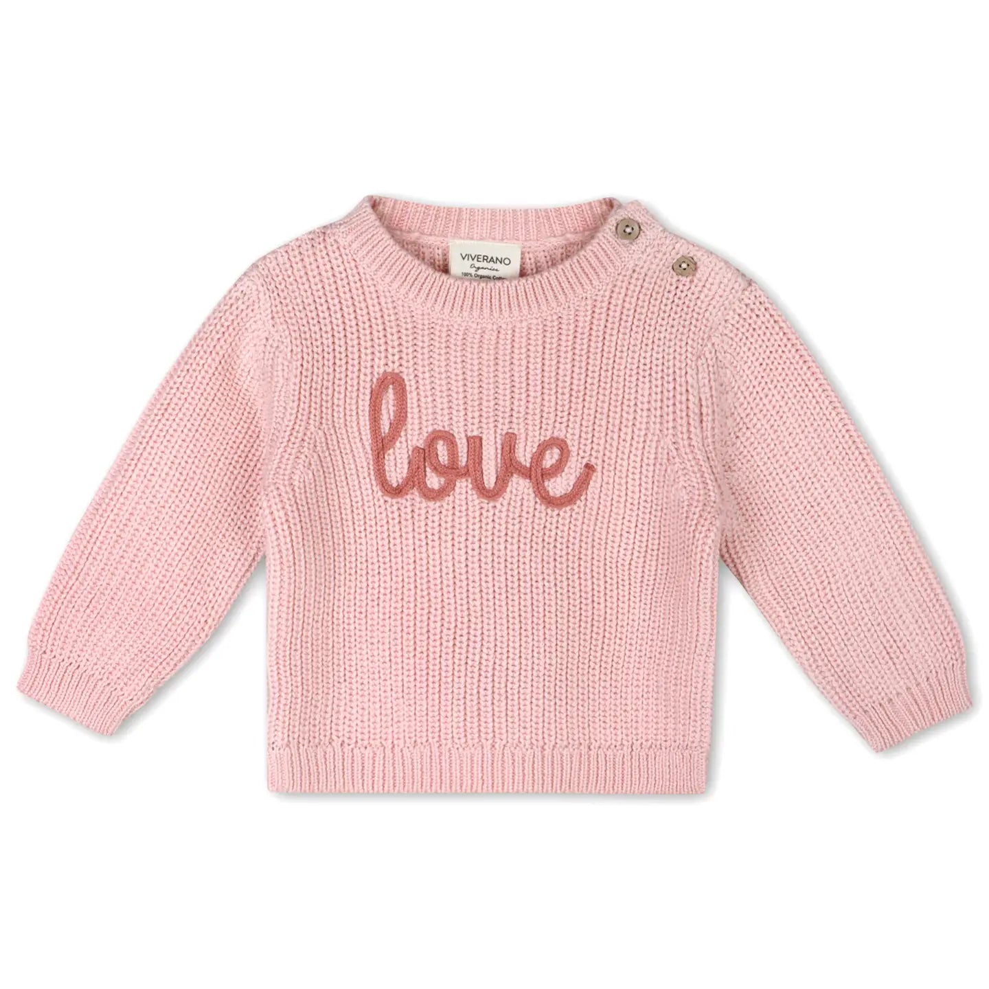 Love Embroidered Chunky Knit Baby Sweater