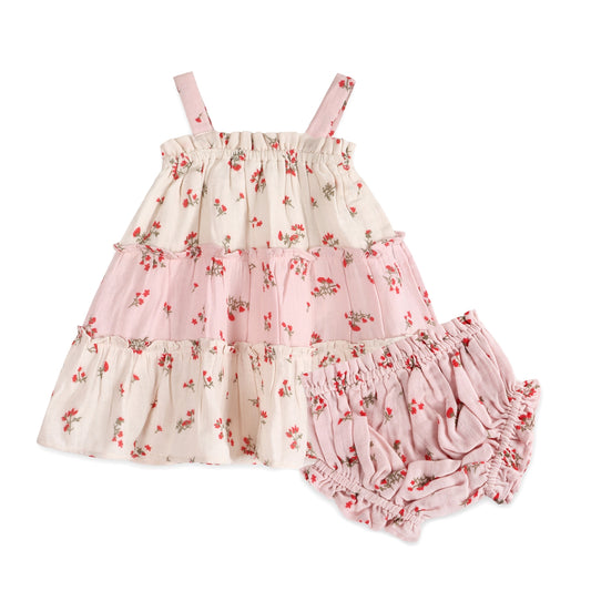 Bijou Tiered Floral Baby Dress And Bloomer