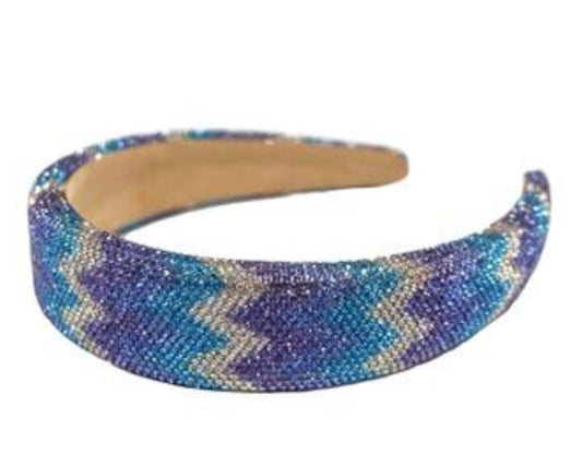 BLUE CRYSTALIZED AZTEC HEADBAND