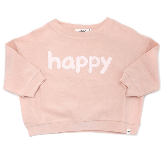 "Happy" Peachy Cotton Terry Slouch