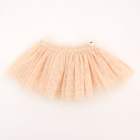 Natural Dotted Mesh Frill Tutu Skirt