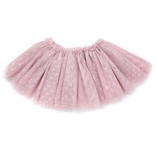 Lilac Pink Dotted Mesh Frill Tutu Skirt