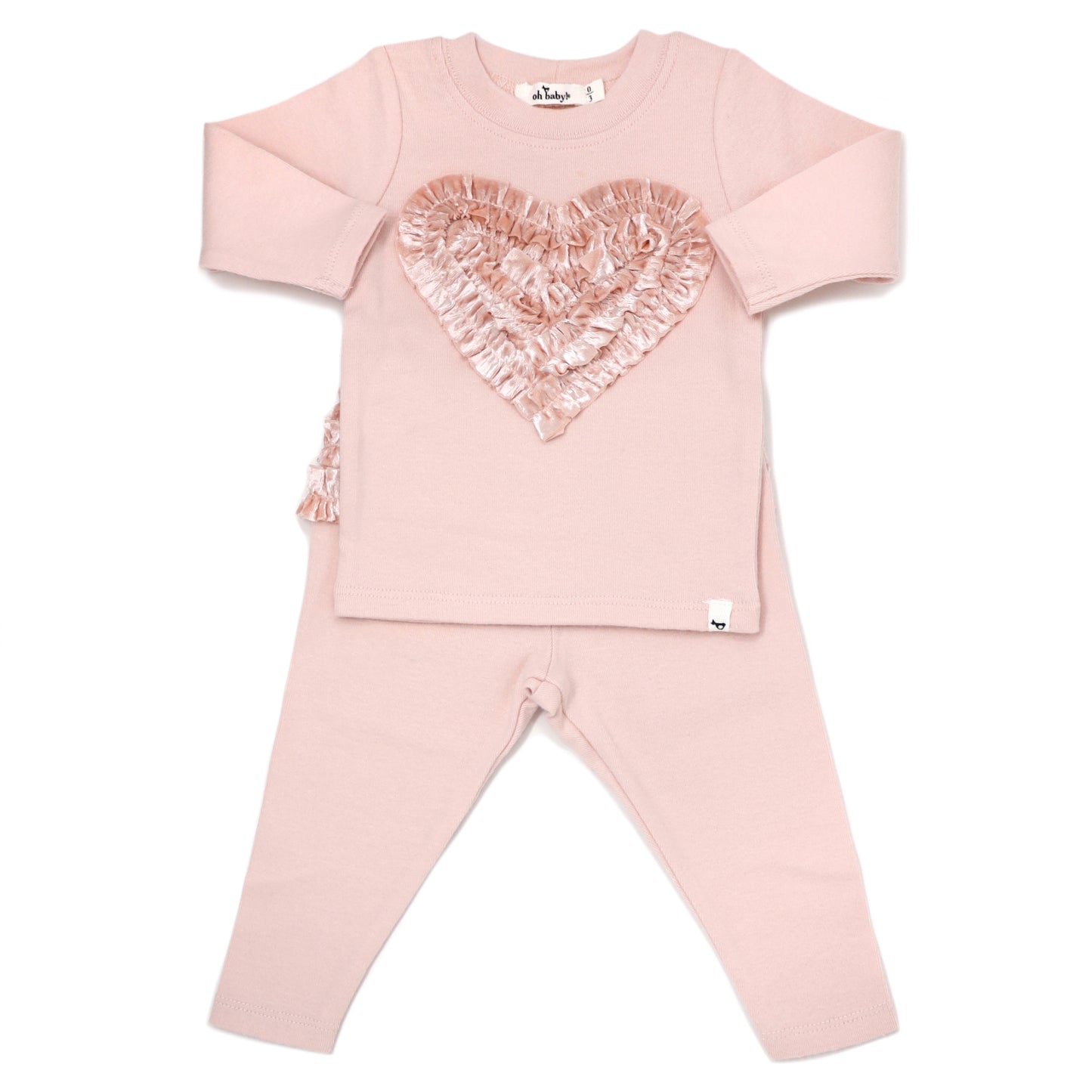 Velvet Pale Pink Heart 2pc Set