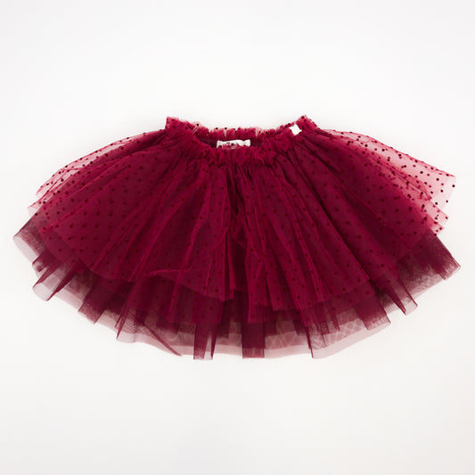 Vintage Berry Velvet Mini Dot 4 Layer Tutu