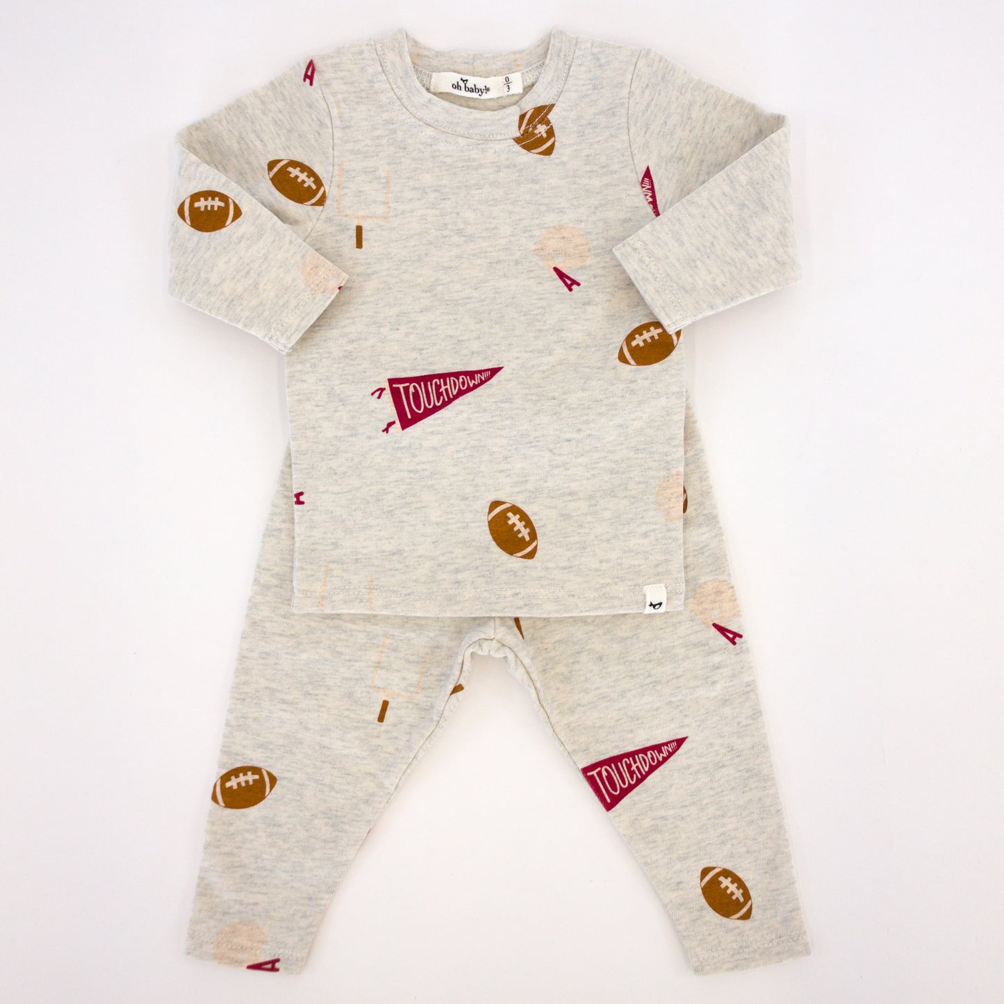 Football Print Long Sleeve 2pc Set