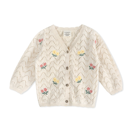 Hazel Floral Textured Baby Knit Cardigan