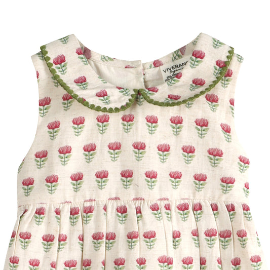 Mia Block Print Floral Baby Dress And Bloomer