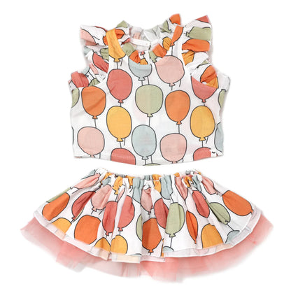 Balloon Print Gauze Lola Top and Tutu Skirt Set