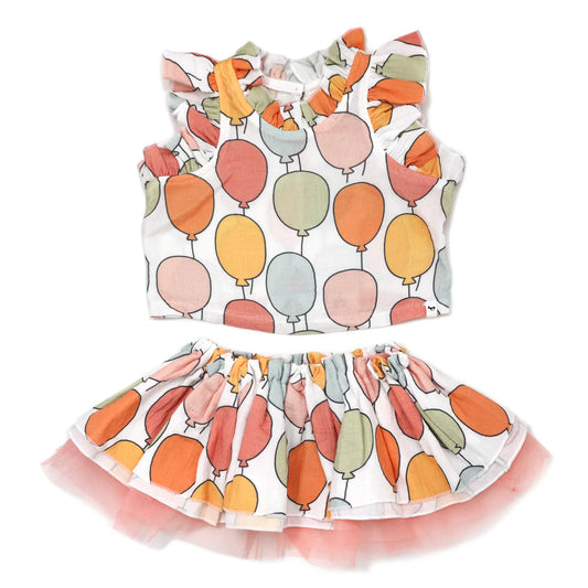 Balloon Print Gauze Lola Top and Tutu Skirt Set