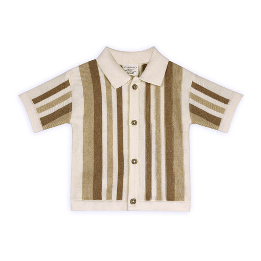 Archie Textured Stripe Baby Shirt And Shorts Set