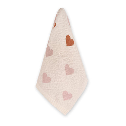 Loving Hearts - Organic Jacquard Sweater Knit Baby Blanket