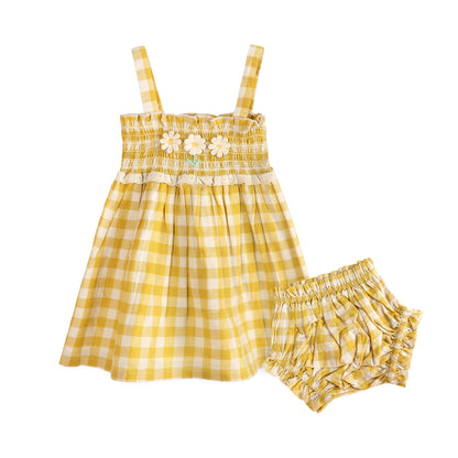 Bonnie Gingham Smocked Baby Dress And Bloomer