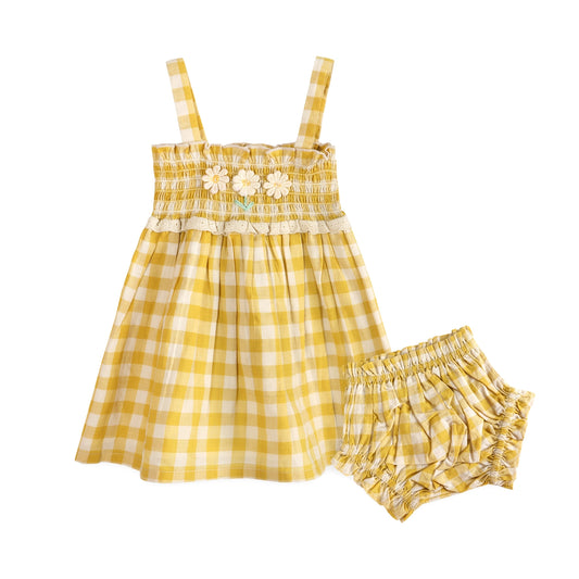 Bonnie Gingham Smocked Baby Dress And Bloomer