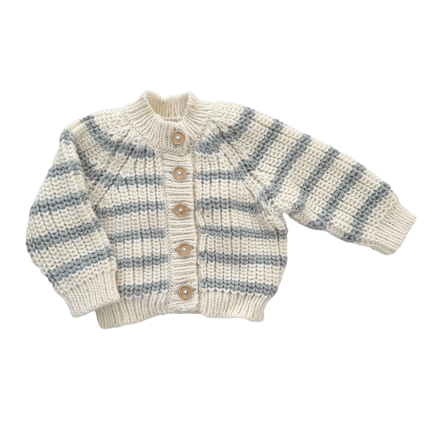 Grey Rib Knit Stripe Cardigan