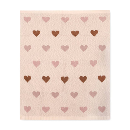 Loving Hearts - Organic Jacquard Sweater Knit Baby Blanket