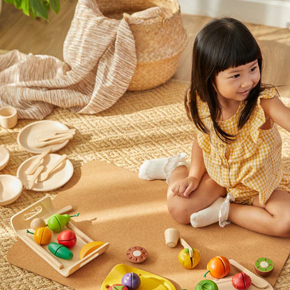 Assorted Fruits and Vegetables Tray Wood Toy Set