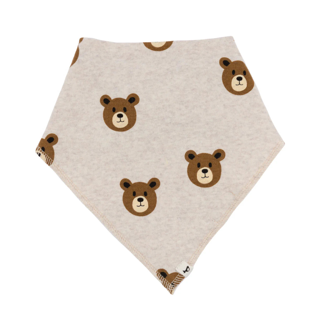 Teddy Bear Face Baby Rib Bandana Bib-Malt